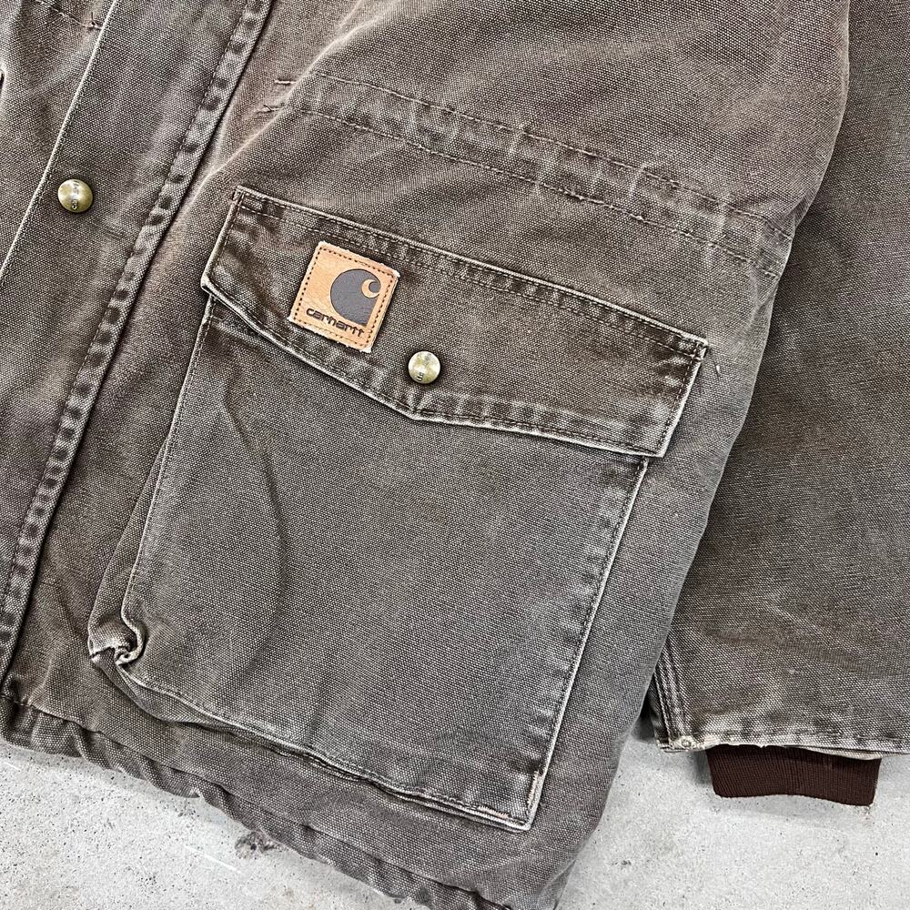 Vintage Carhartt Western Long Santa Fe Chore Coat Jacket Chestnut Mocha Brown M - Picture 6 of 16